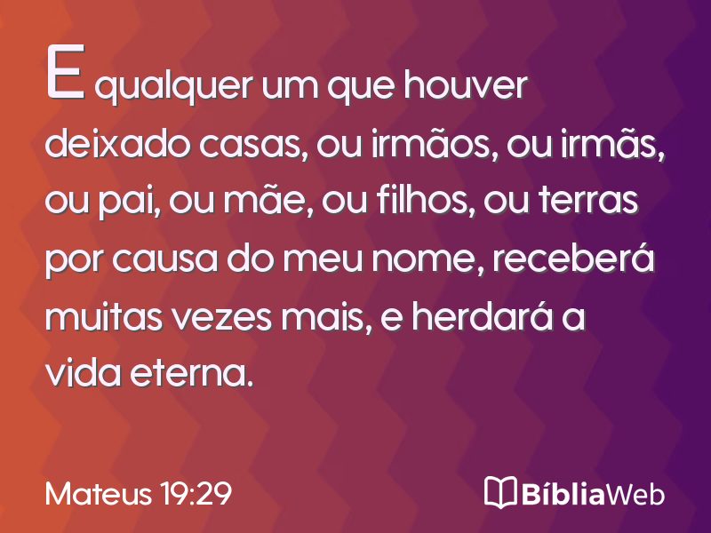 Mateus 19:29 em imagem para compartilhar