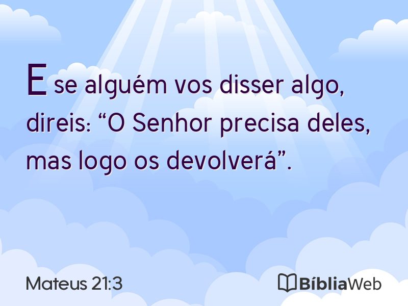 Mateus 21:3 em imagem para compartilhar