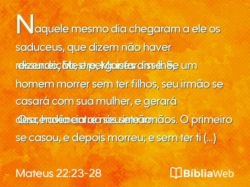 Mateus 22:23-28 em imagem para compartilhar