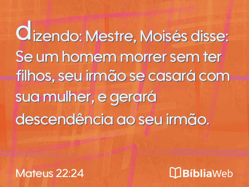 Mateus 22:24 em imagem para compartilhar