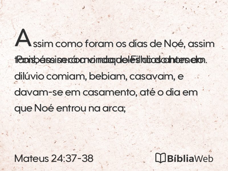 Mateus 24:37-38 em imagem para compartilhar