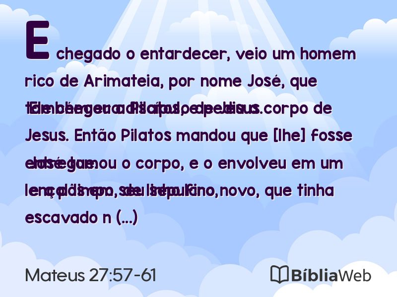 Mateus 27:57-61 em imagem para compartilhar