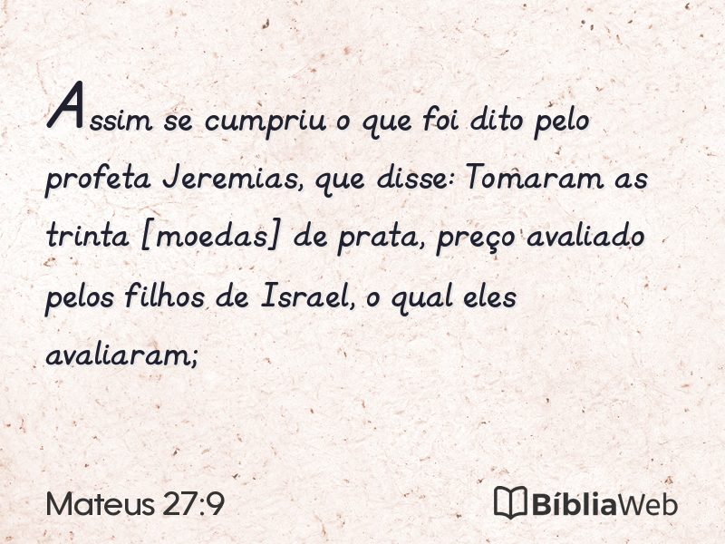 Mateus 27:9 em imagem para compartilhar