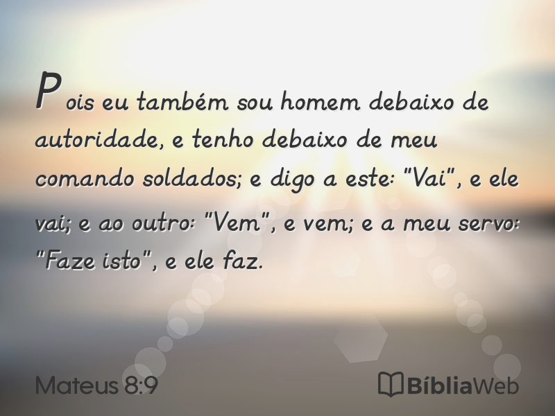 Mateus 8:9 em imagem para compartilhar