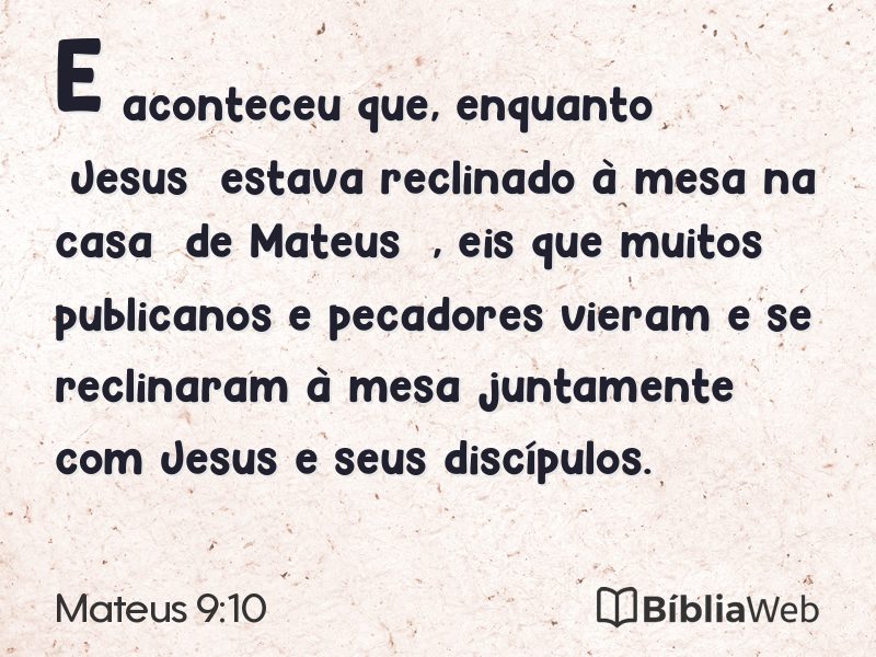Mateus 9:10 em imagem para compartilhar