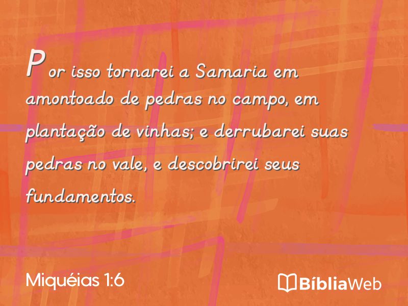 Miquéias 1:6 em imagem para compartilhar