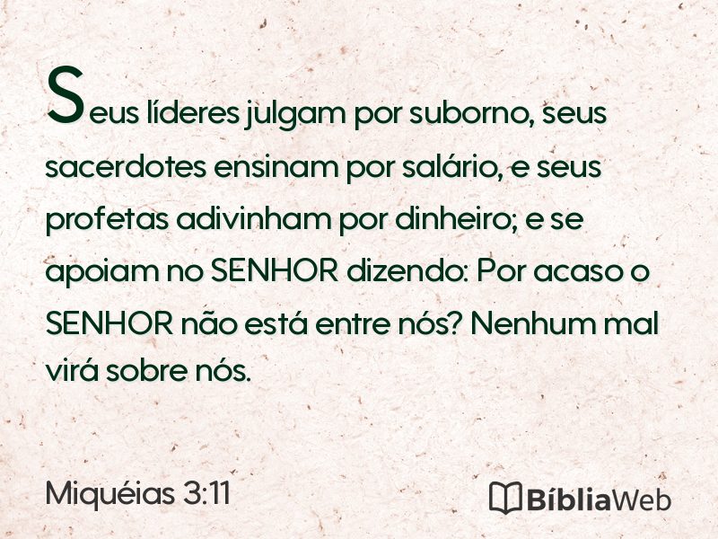 Miquéias 3:11 em imagem para compartilhar