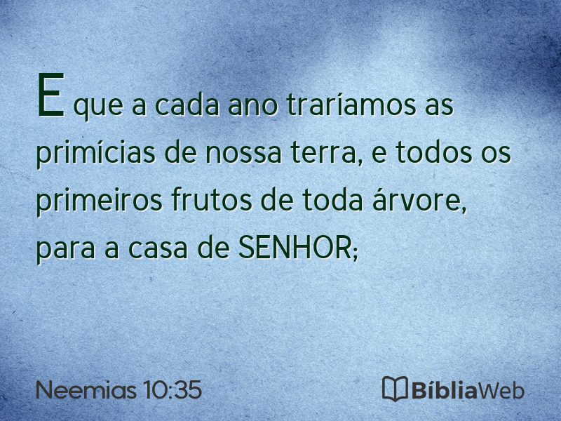 Neemias 10:35 em imagem para compartilhar