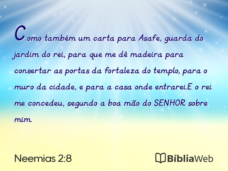 Neemias 2:8 em imagem para compartilhar