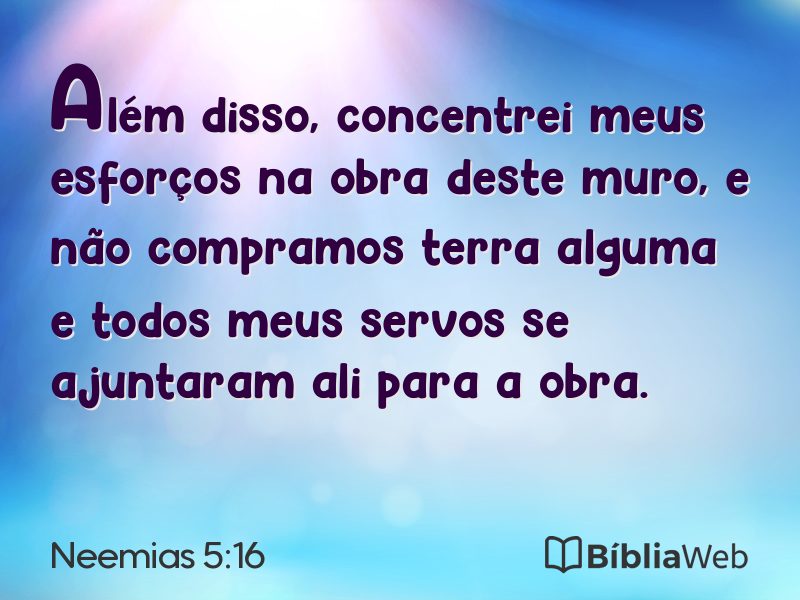 Neemias 5:16 em imagem para compartilhar