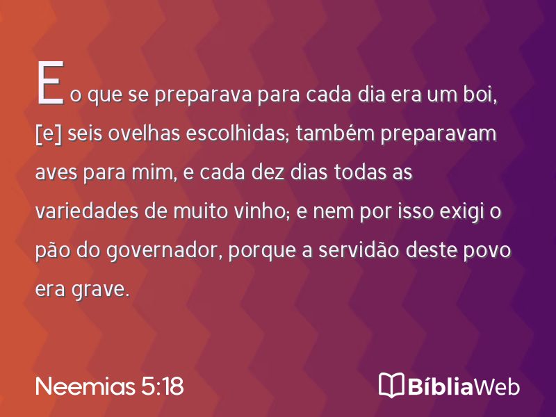 Neemias 5:18 em imagem para compartilhar