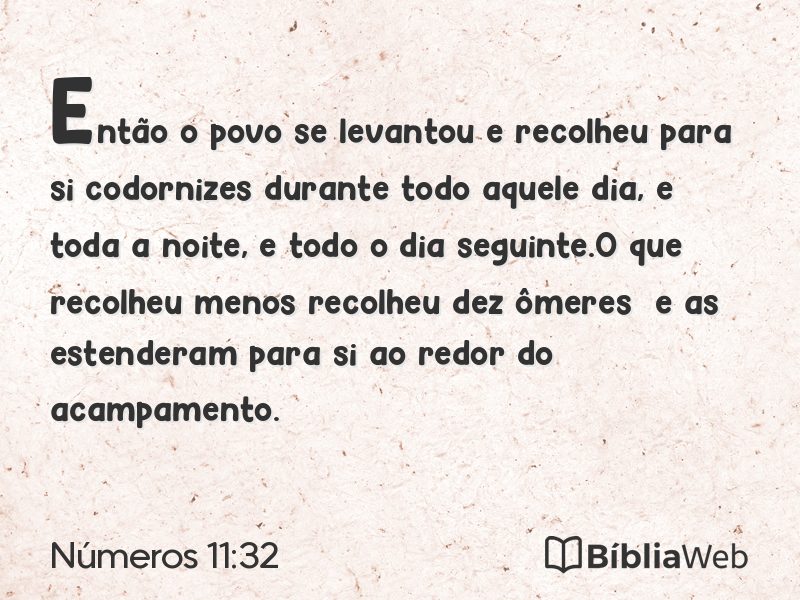 Números 11:32 em imagem para compartilhar