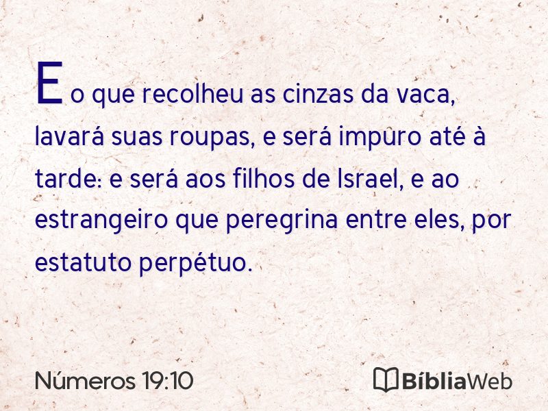 Números 19:10 em imagem para compartilhar