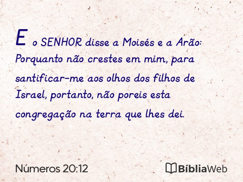 Números 20:12 em imagem para compartilhar