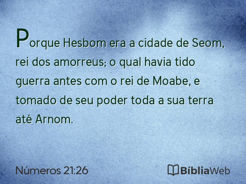 Números 21:26 em imagem para compartilhar