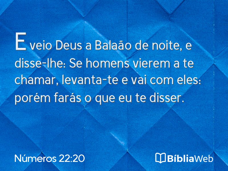 Números 22:20 em imagem para compartilhar