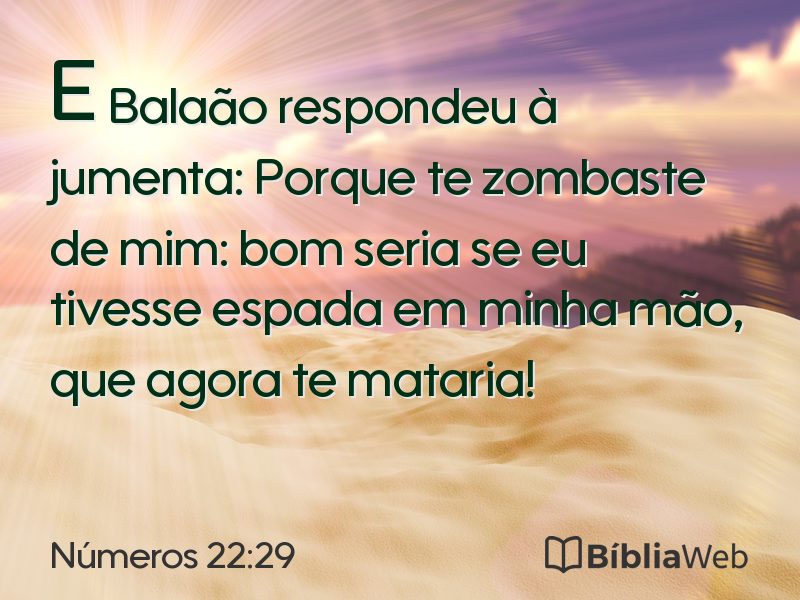 Números 22:29 em imagem para compartilhar