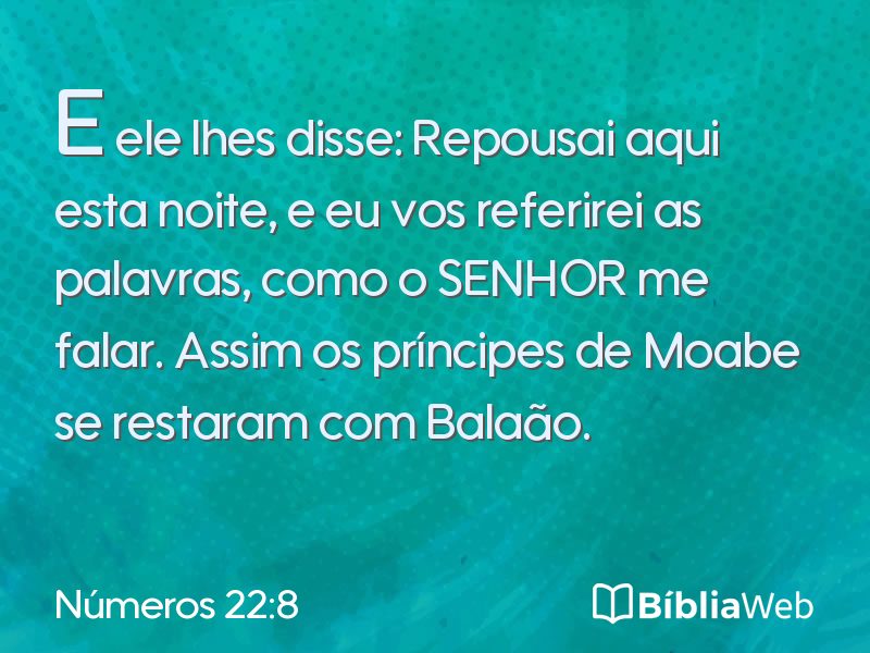Números 22:8 em imagem para compartilhar