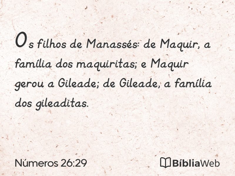 Números 26:29 em imagem para compartilhar