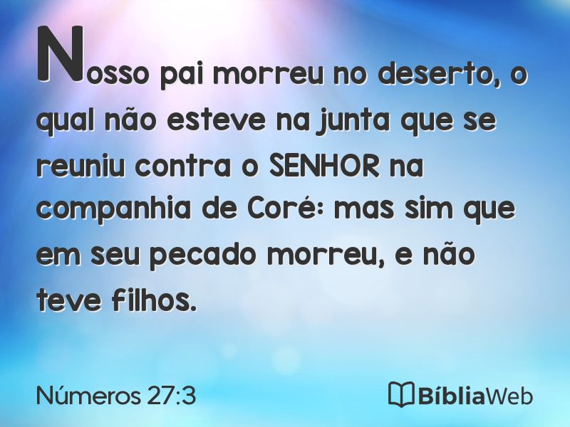 Números 27:3 em imagem para compartilhar