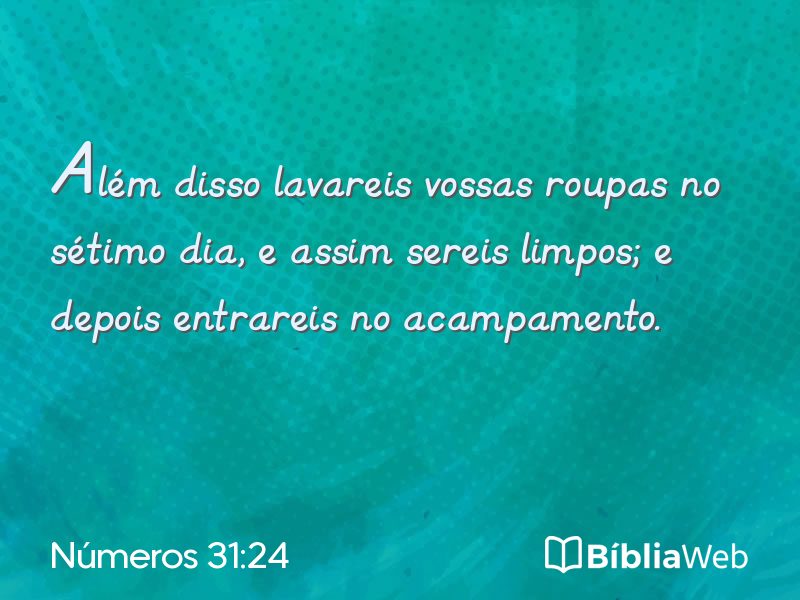 Números 31:24 em imagem para compartilhar