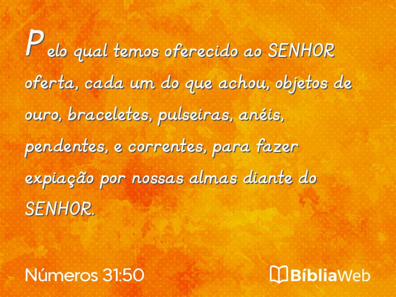 Números 31:50 em imagem para compartilhar