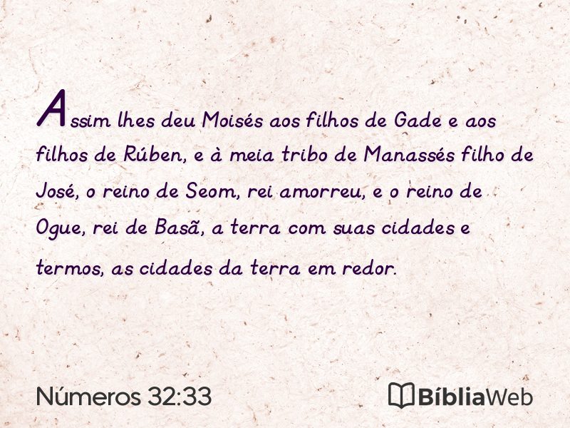 Números 32:33 em imagem para compartilhar