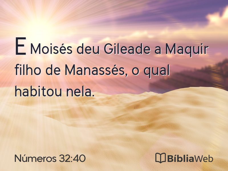 Números 32:40 em imagem para compartilhar
