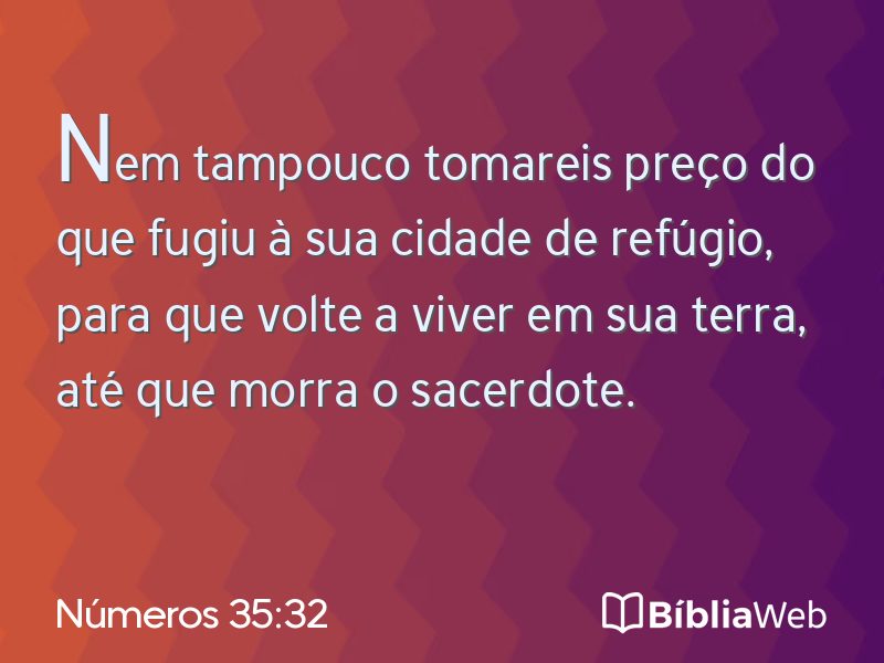 Números 35:32 em imagem para compartilhar