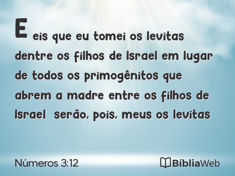 Números 3:12 em imagem para compartilhar