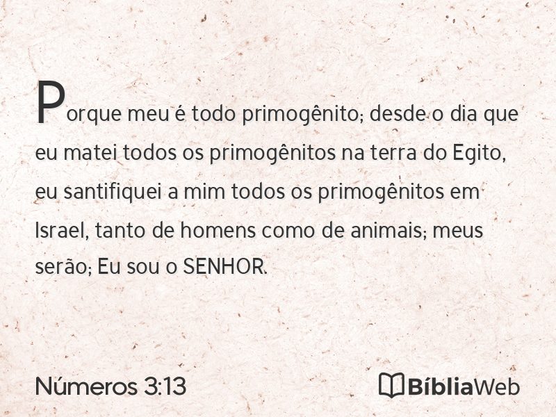 Números 3:13 em imagem para compartilhar