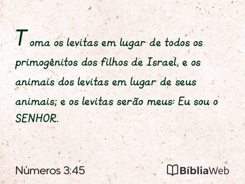 Números 3:45 em imagem para compartilhar