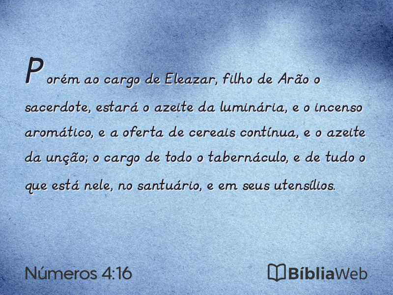 Números 4:16 em imagem para compartilhar