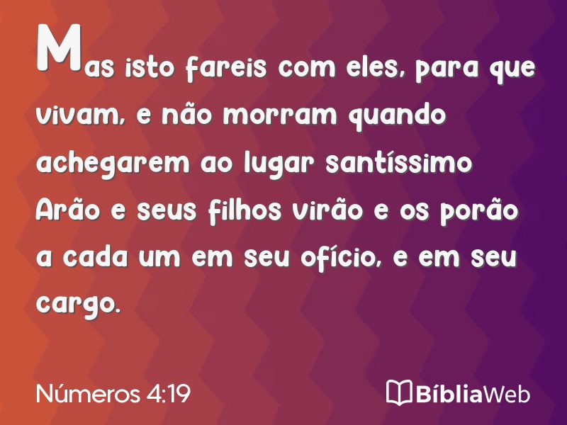 Números 4:19 em imagem para compartilhar