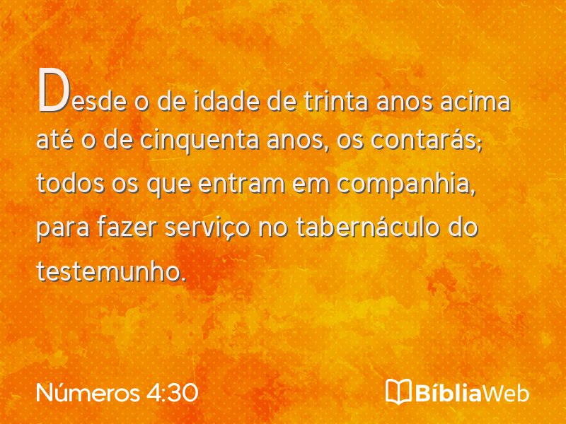 Números 4:30 em imagem para compartilhar