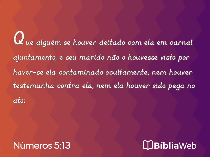 Números 5:13 em imagem para compartilhar