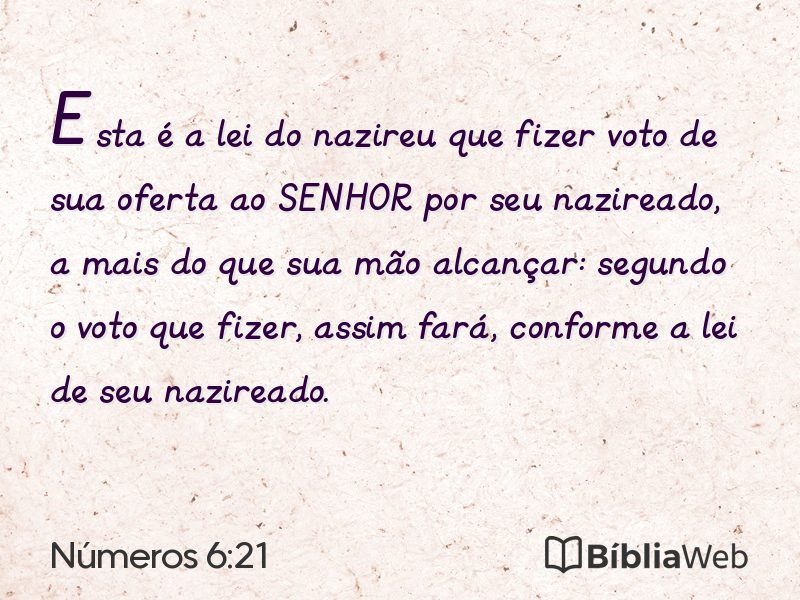 Números 6:21 em imagem para compartilhar