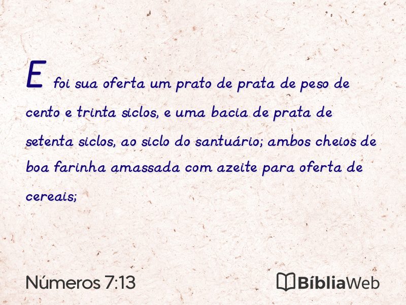 Números 7:13 em imagem para compartilhar