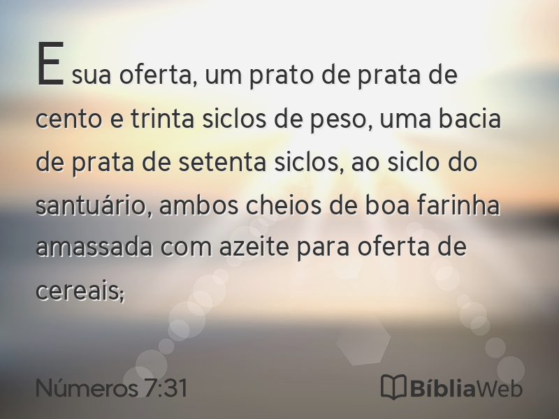 Números 7:31 em imagem para compartilhar