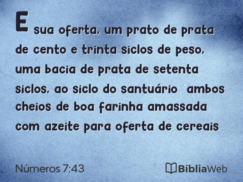 Números 7:43 em imagem para compartilhar