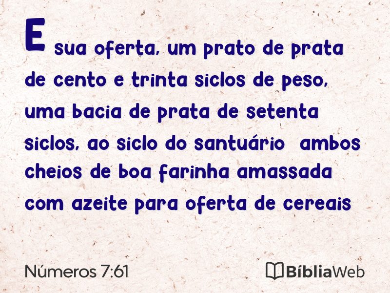 Números 7:61 em imagem para compartilhar