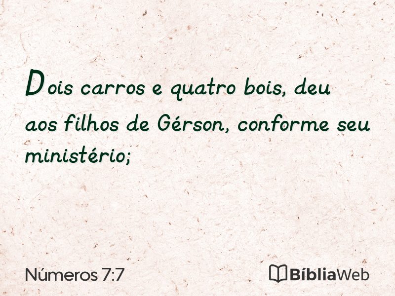 Números 7:7 em imagem para compartilhar