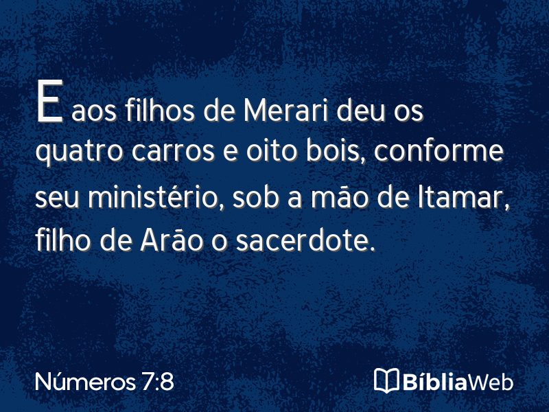 Números 7:8 em imagem para compartilhar