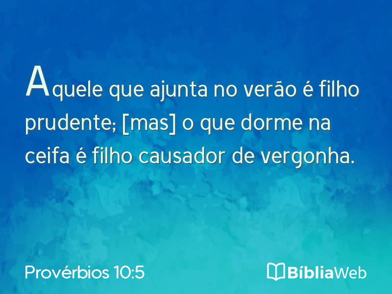 Provérbios 10:5 em imagem para compartilhar