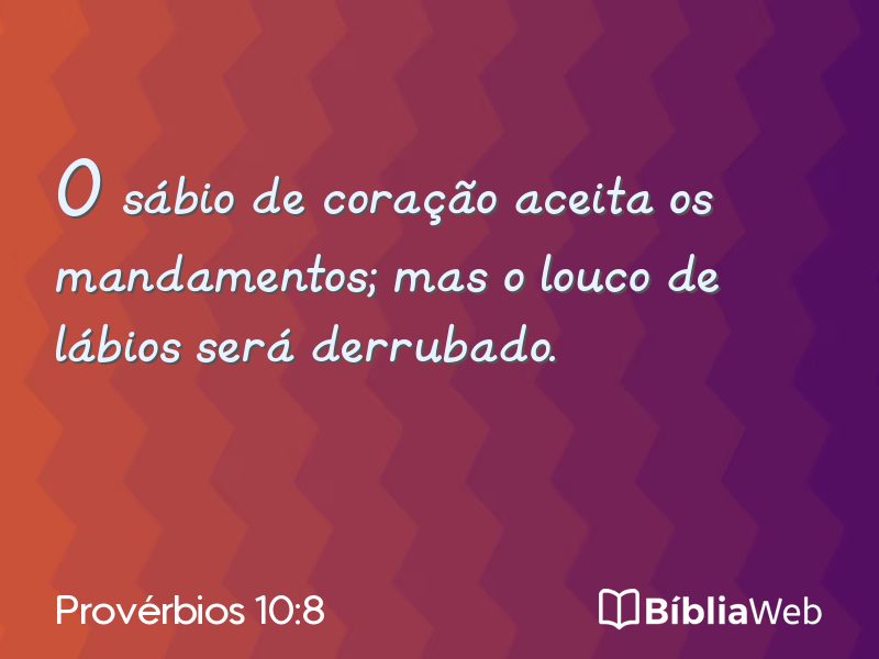 Provérbios 10:8 em imagem para compartilhar
