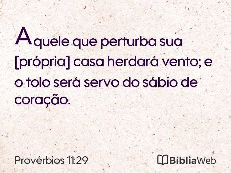 Provérbios 11:29 em imagem para compartilhar