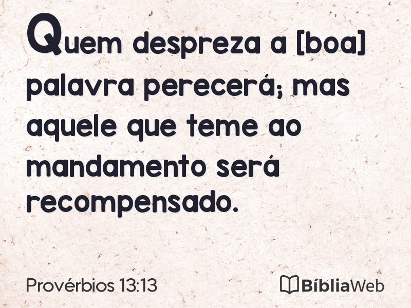 Provérbios 13:13 em imagem para compartilhar