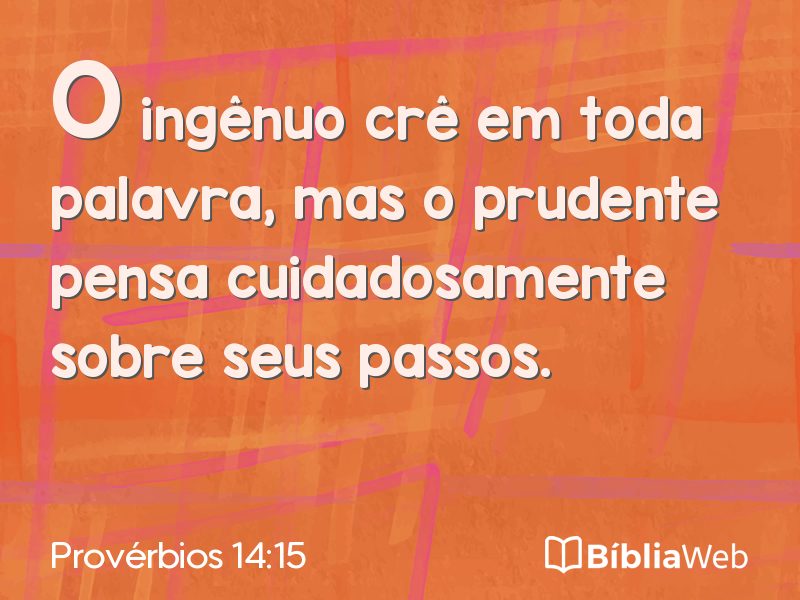 Provérbios 14:15 em imagem para compartilhar