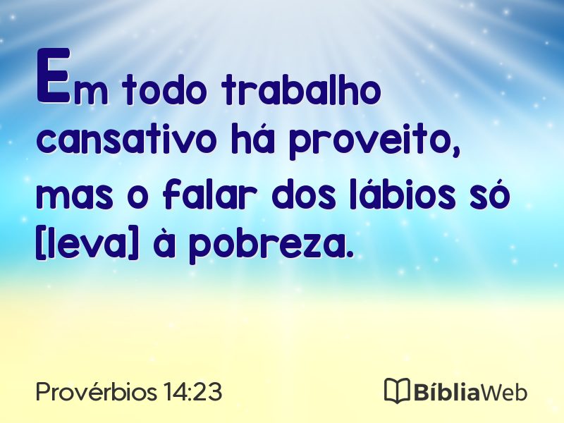 Provérbios 14:23 em imagem para compartilhar