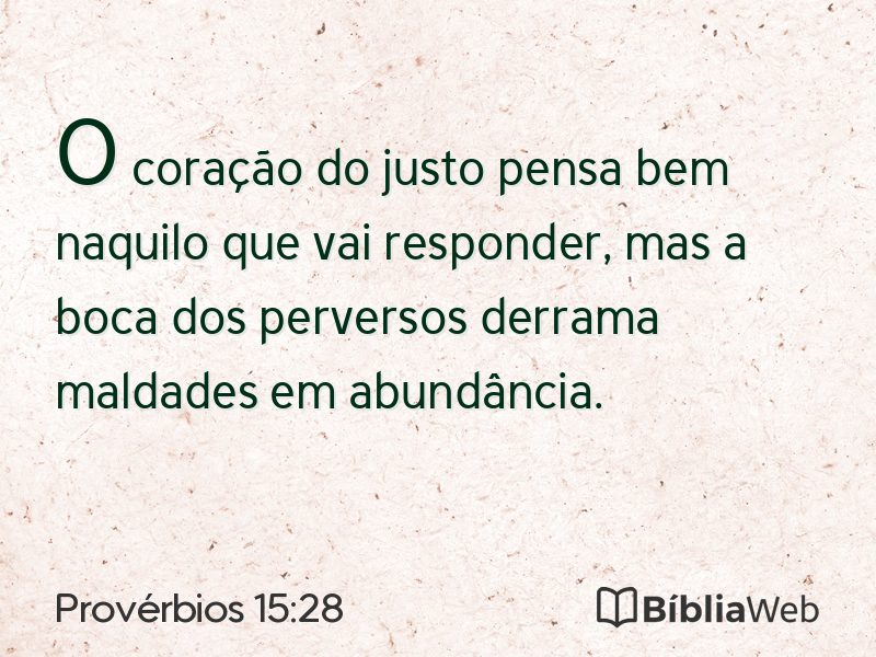 Provérbios 15:28 em imagem para compartilhar